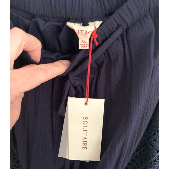 Solitaire Navy Blue Maxi Skirt Crochet & Tassel Details Size XL NEW - Picture 4 of 13